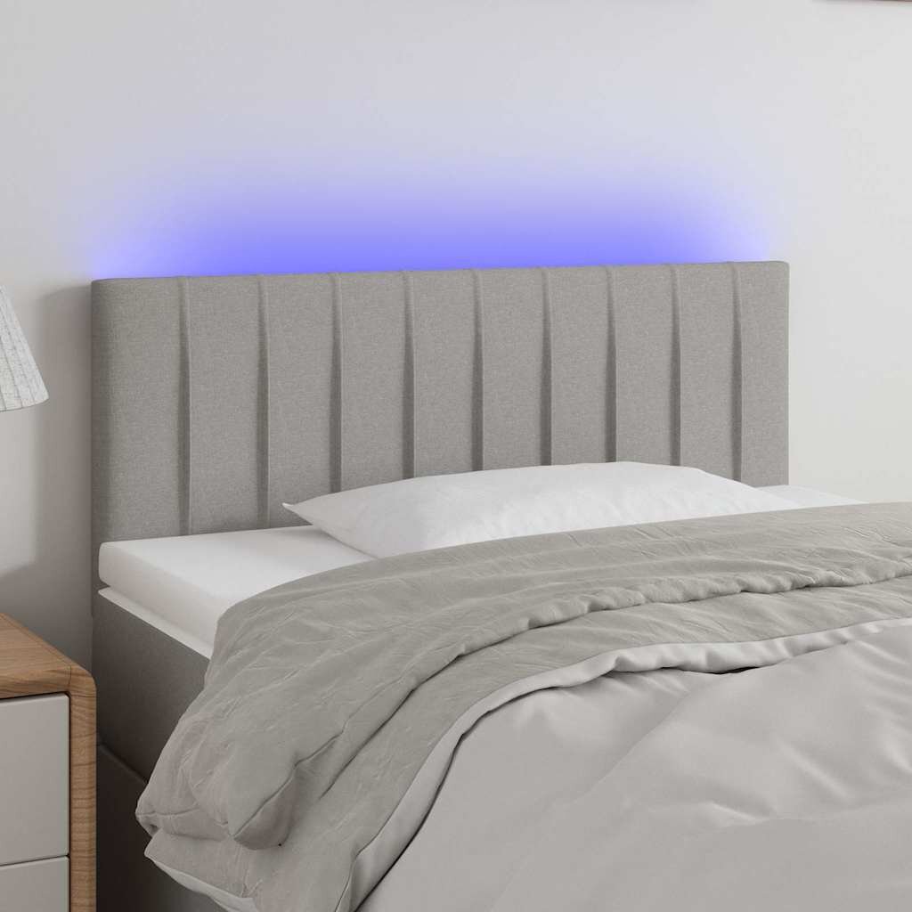 vidaXL LED горна табла за легло светлосива 100x5x78/88 см плат
