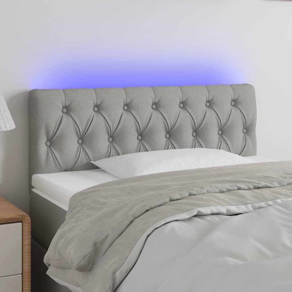 vidaXL LED горна табла за легло светлосива 100x7x78/88 см плат