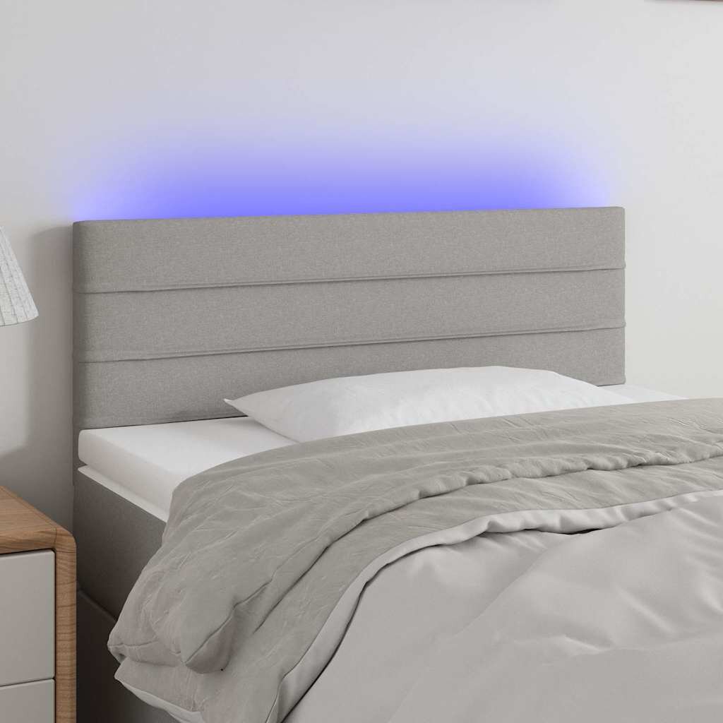 vidaXL LED горна табла за легло светлосива 80x5x78/88 см плат