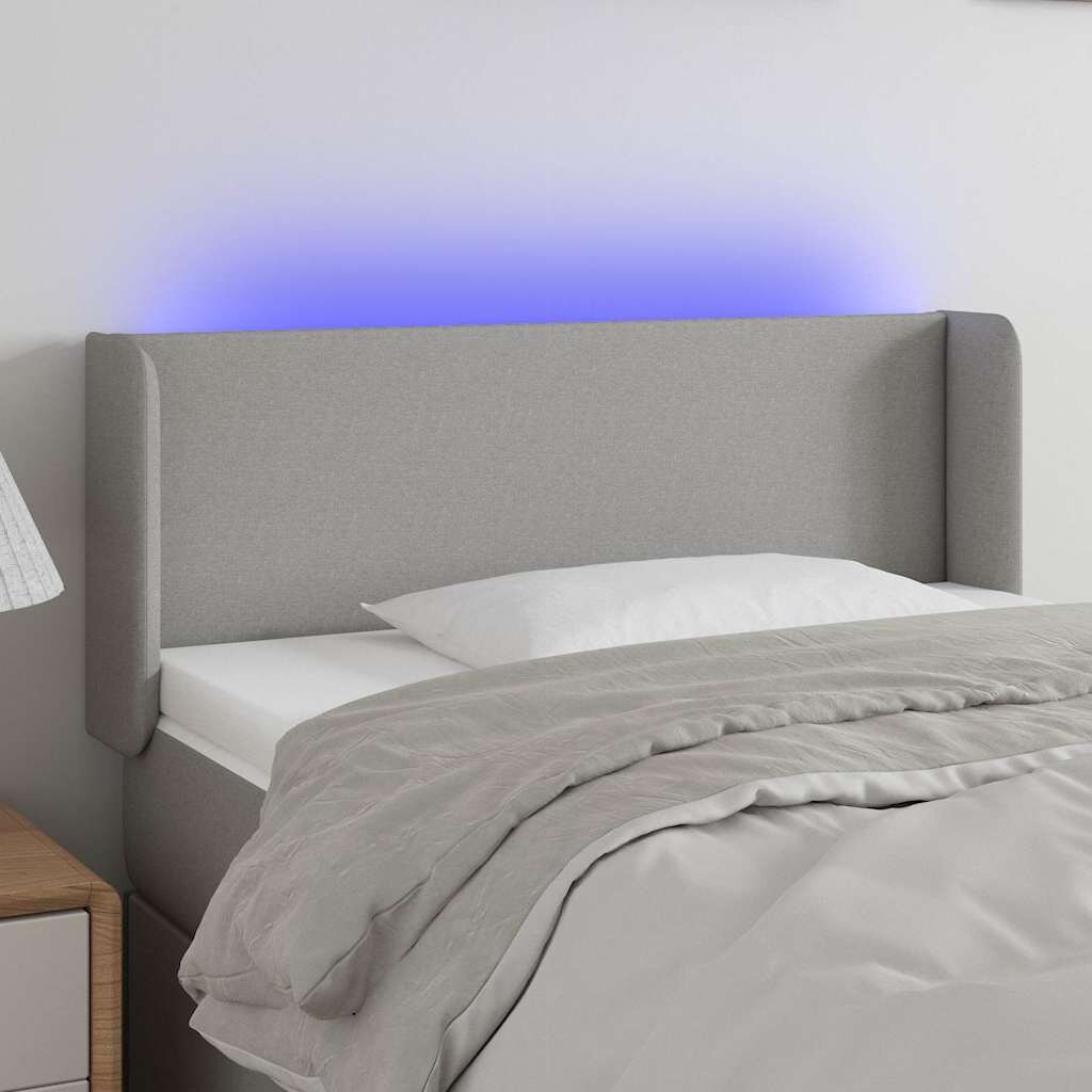 vidaXL LED горна табла за легло светлосива83x16x78/88 см плат