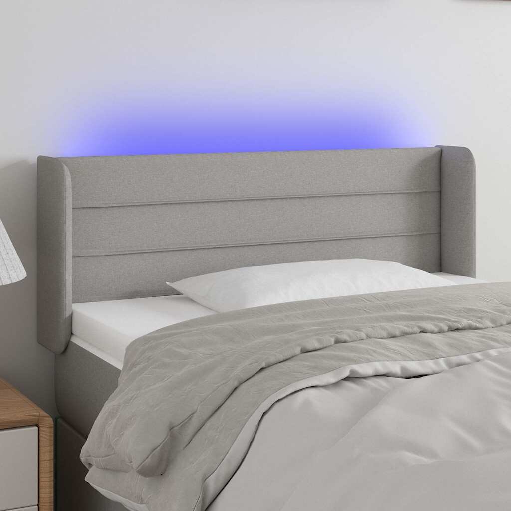 vidaXL LED горна табла за легло светлосива83x16x78/88 см плат