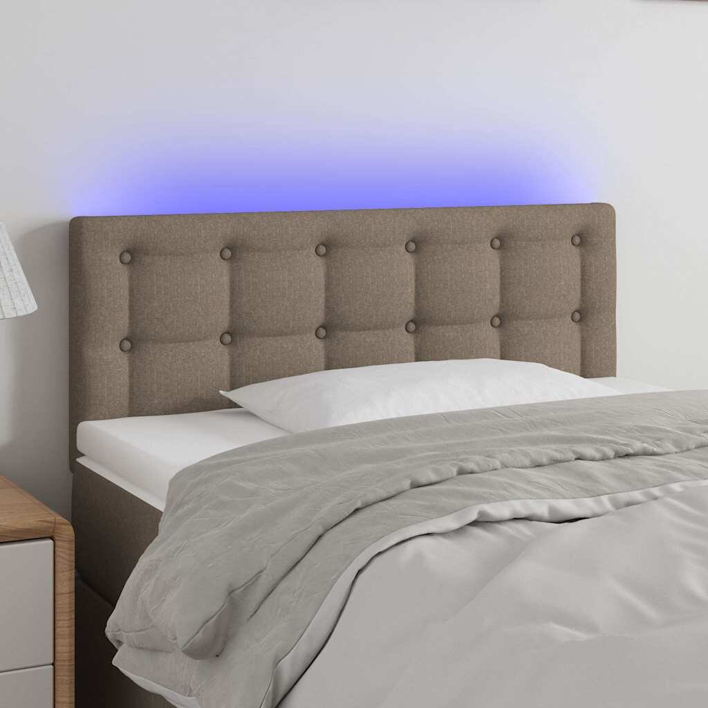 vidaXL LED горна табла за легло таупе 100x5x78/88 см плат