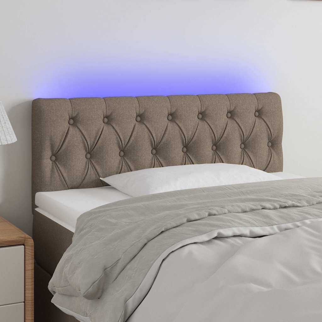 vidaXL LED горна табла за легло таупе 100x7x78/88 см плат