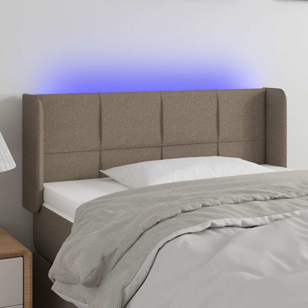 vidaXL LED горна табла за легло таупе 103x16x78/88 см плат