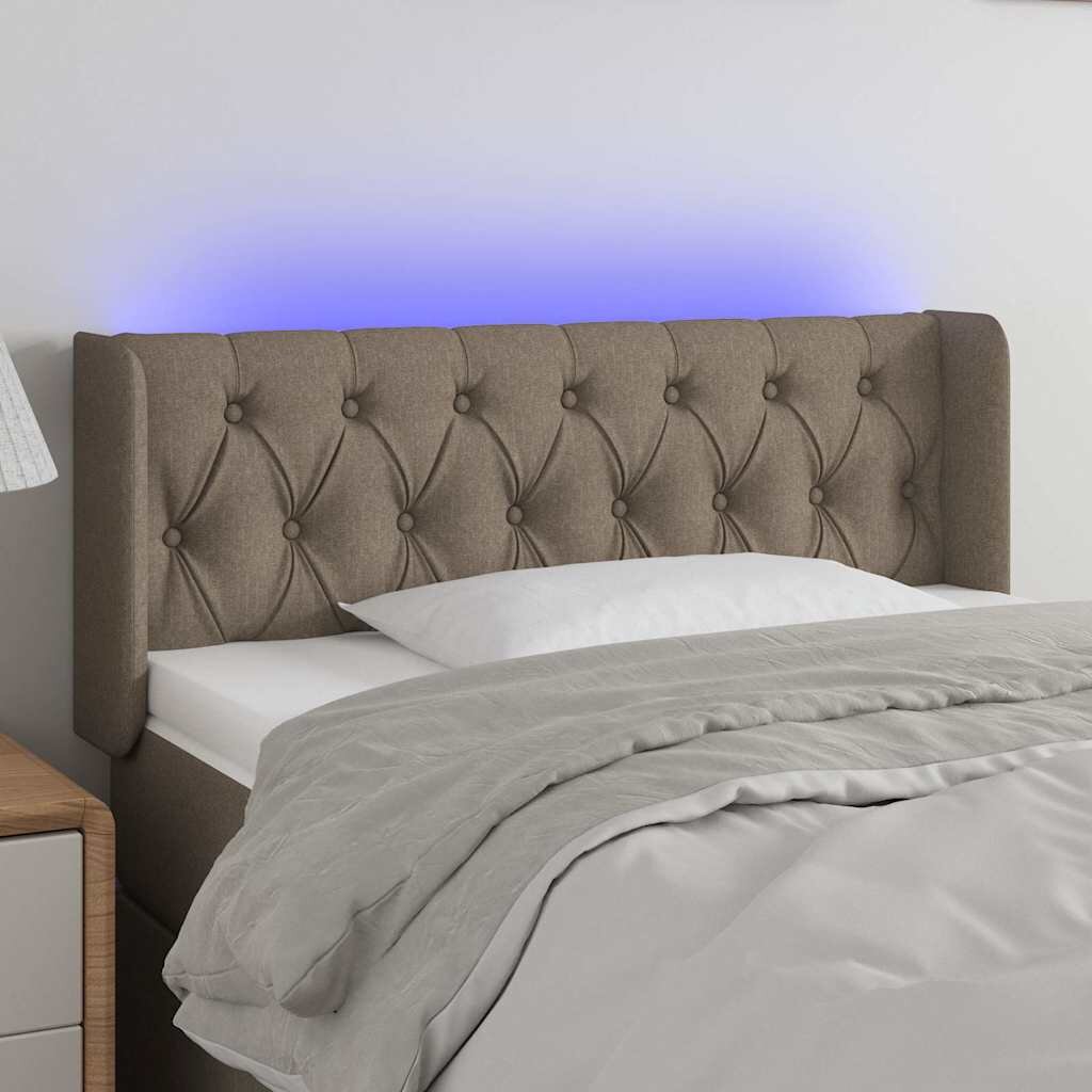 vidaXL LED горна табла за легло таупе 103x16x78/88 см плат