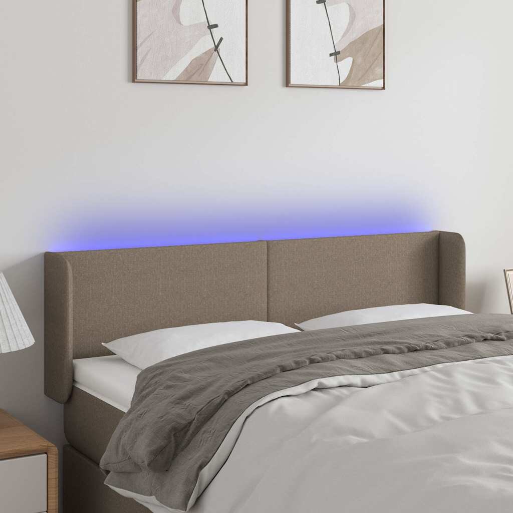 vidaXL LED горна табла за легло таупе 147x16x78/88 см плат
