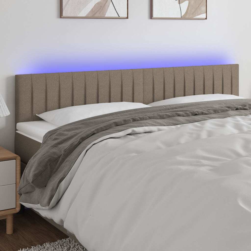 vidaXL LED горна табла за легло таупе 160x5x78/88 см плат