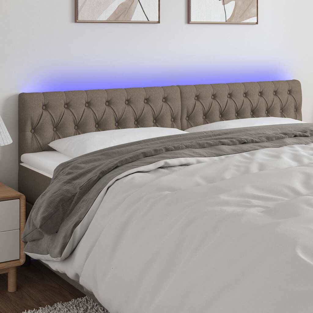 vidaXL LED горна табла за легло таупе 180x7x78/88 см плат
