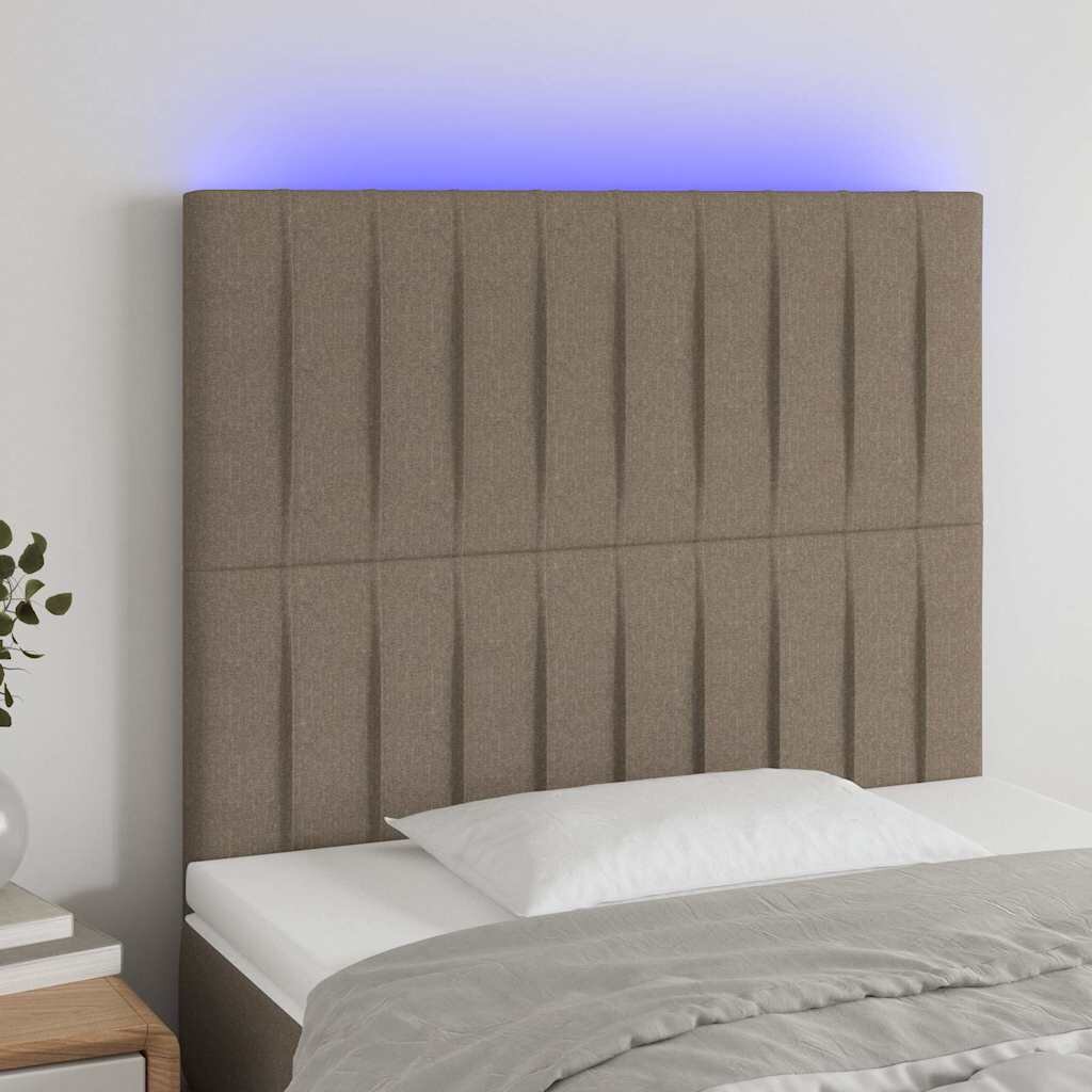 vidaXL LED горна табла за легло таупе 80x5x118/128 см плат