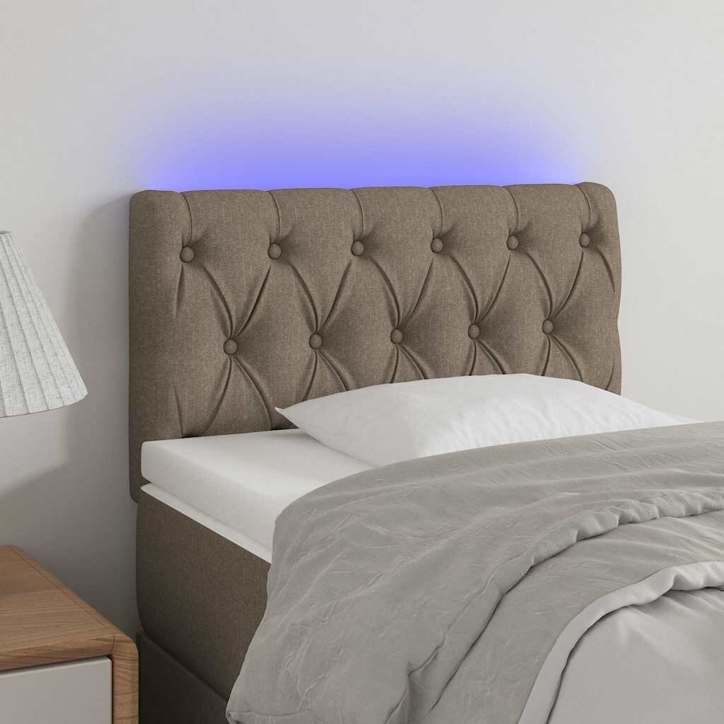 vidaXL LED горна табла за легло таупе 80x7x78/88 см плат