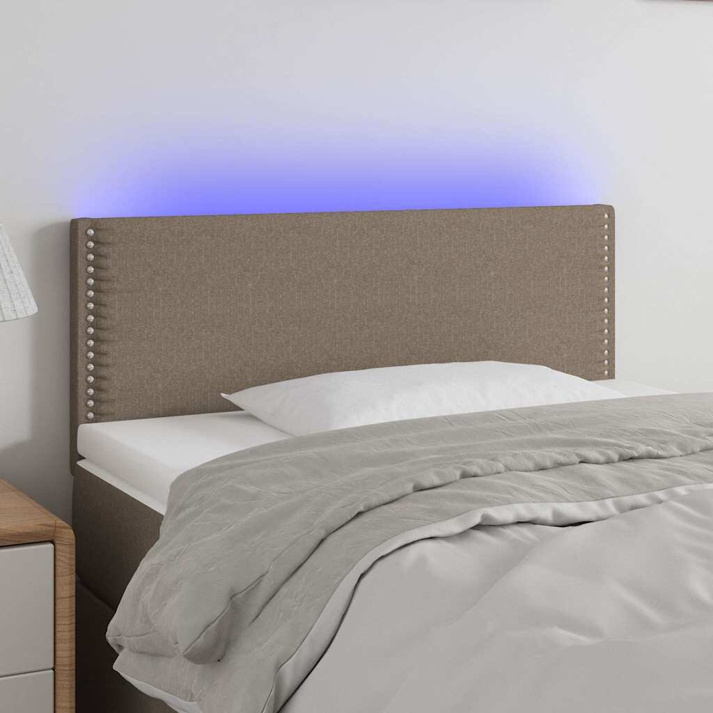 vidaXL LED горна табла за легло таупе 90x5x78/88 см плат