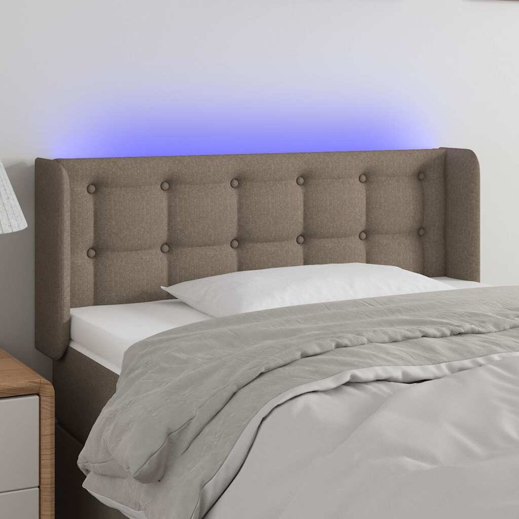vidaXL LED горна табла за легло таупе93x16x78/88 см плат