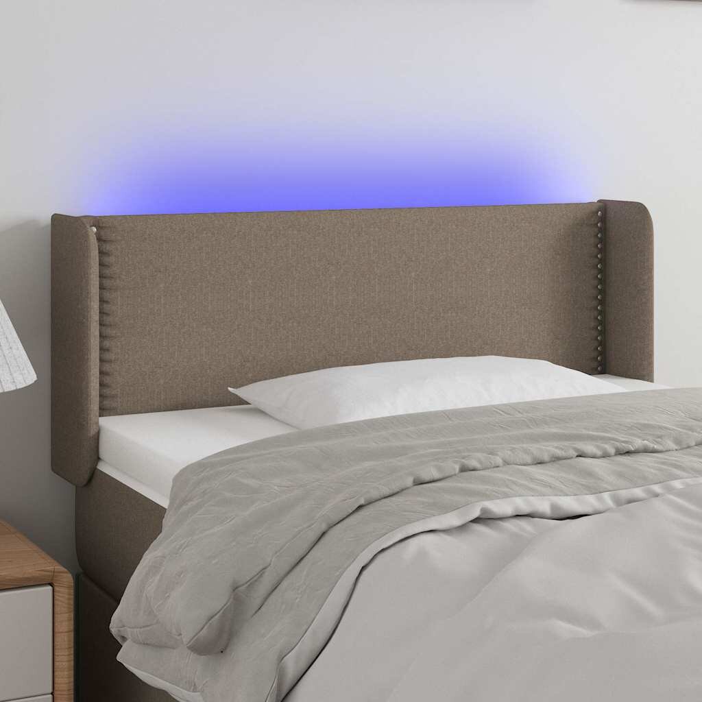 vidaXL LED горна табла за легло таупе93x16x78/88 см плат