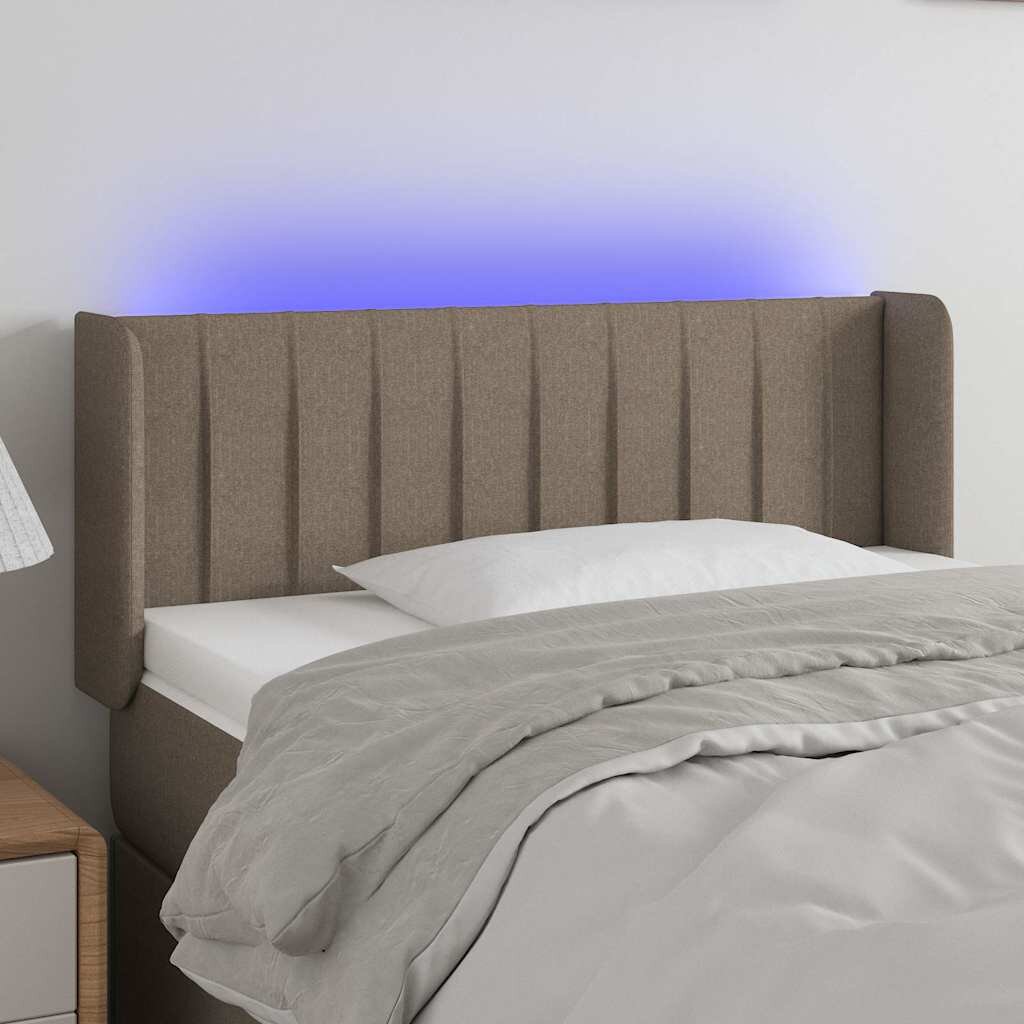 vidaXL LED горна табла за легло таупе93x16x78/88 см плат