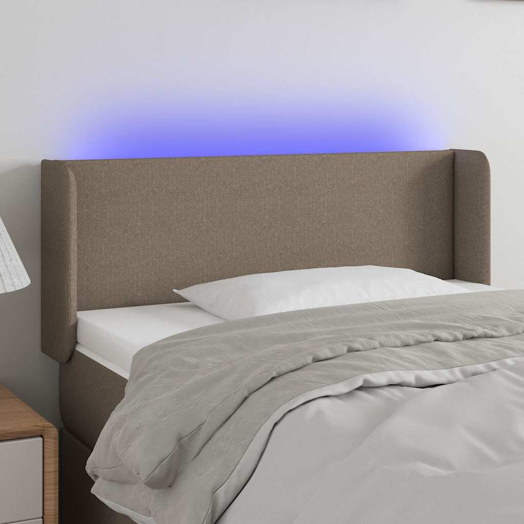 vidaXL LED горна табла за легло таупе93x16x78/88 см плат