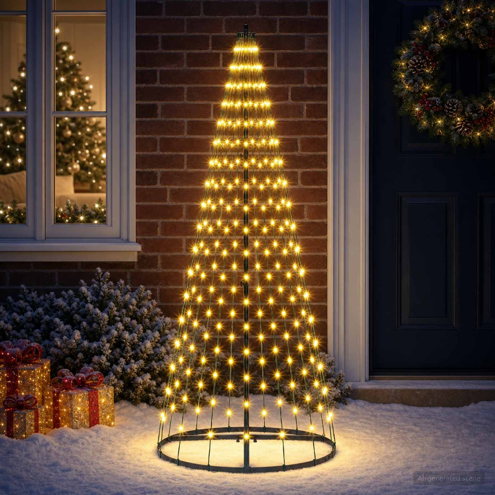 vidaXL LED Коледна Елха 165 см 270 LED светодиода Топло бяло Желязо