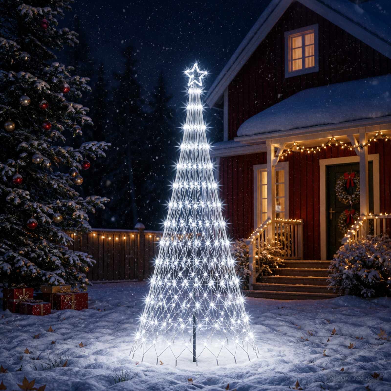 vidaXL LED Коледна Елха 250 см 290 LED светодиода Студено бяло Желязо