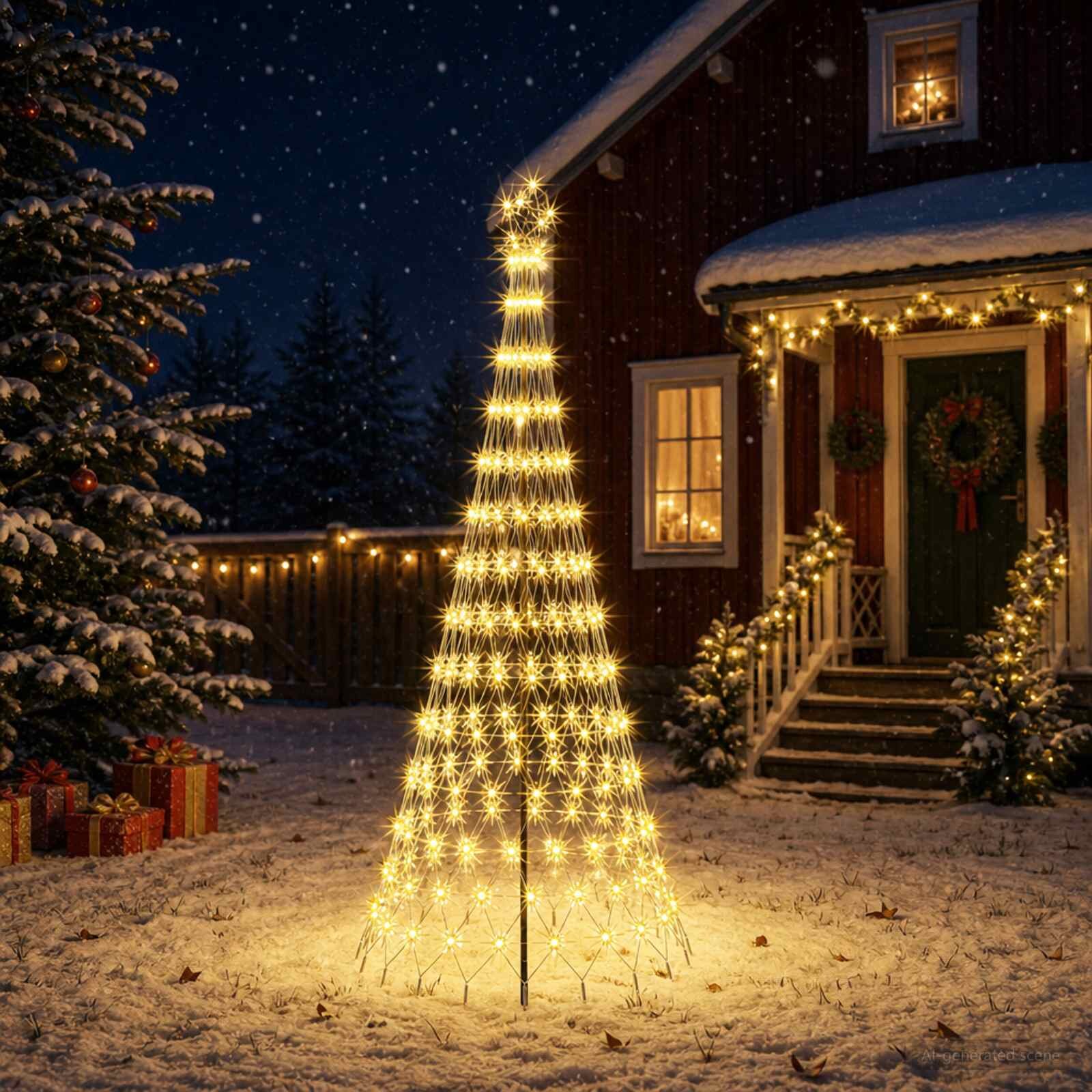 vidaXL LED Коледна Елха 250 см 290 LED светодиода Топло бяло Желязо