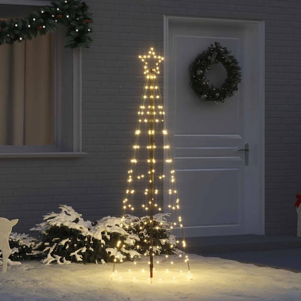 vidaXL LED Коледна Елха 250 см 390 LED светодиода Топло бяло Стомана