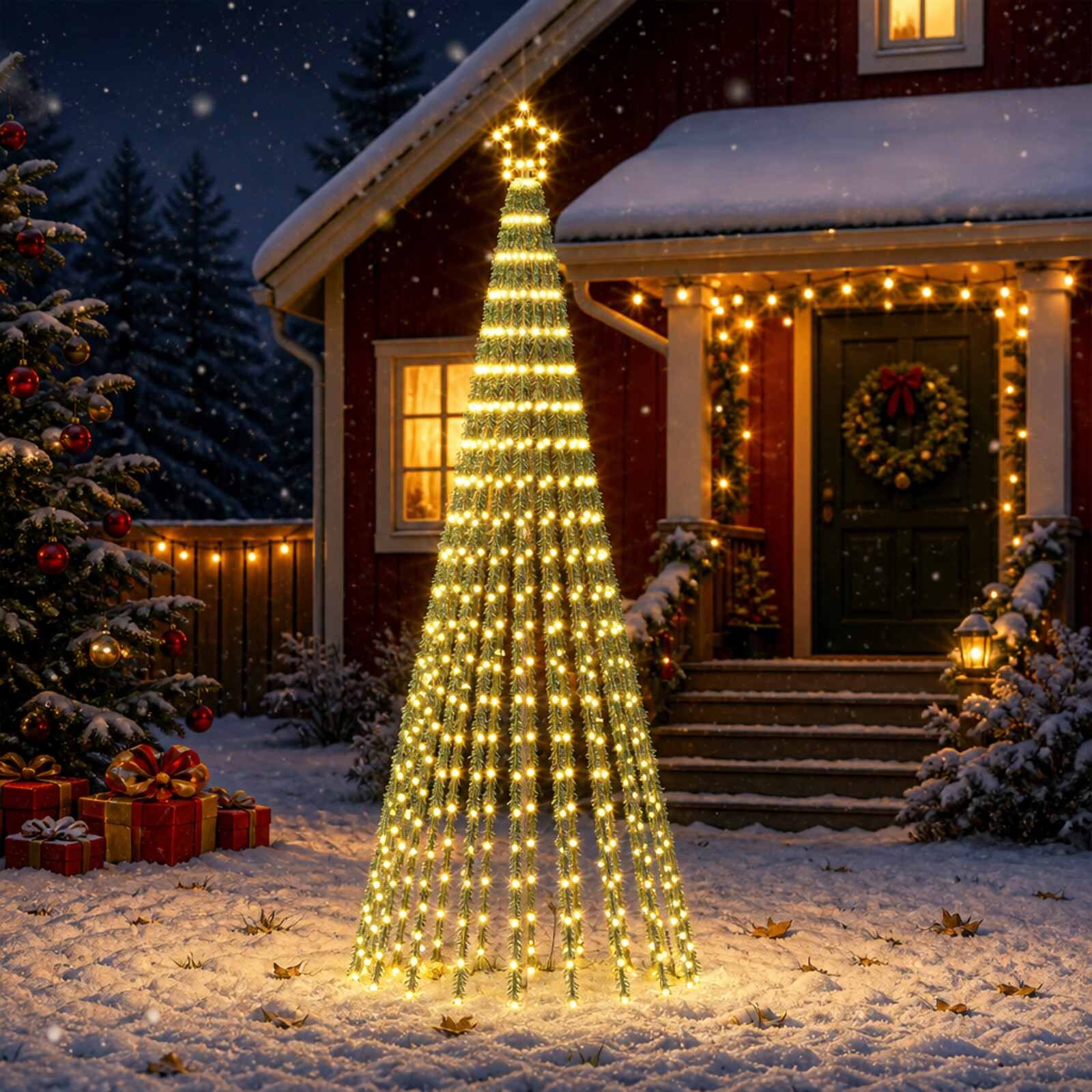 vidaXL LED Коледна Елха 250 см 475 LED светодиода Топло бяло Стомана