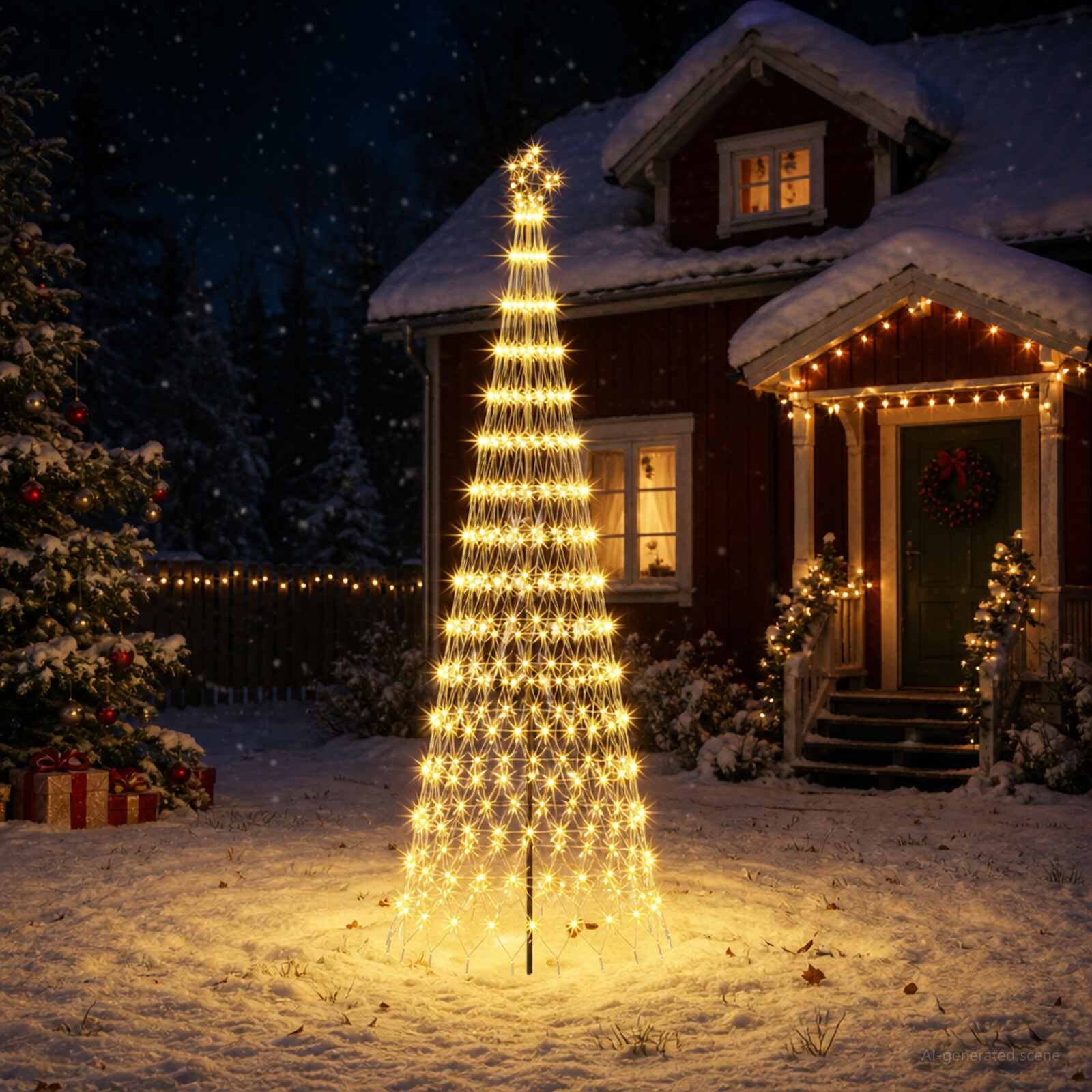 vidaXL LED Коледна Елха 300 см 350 LED светодиода Топло бяло Желязо