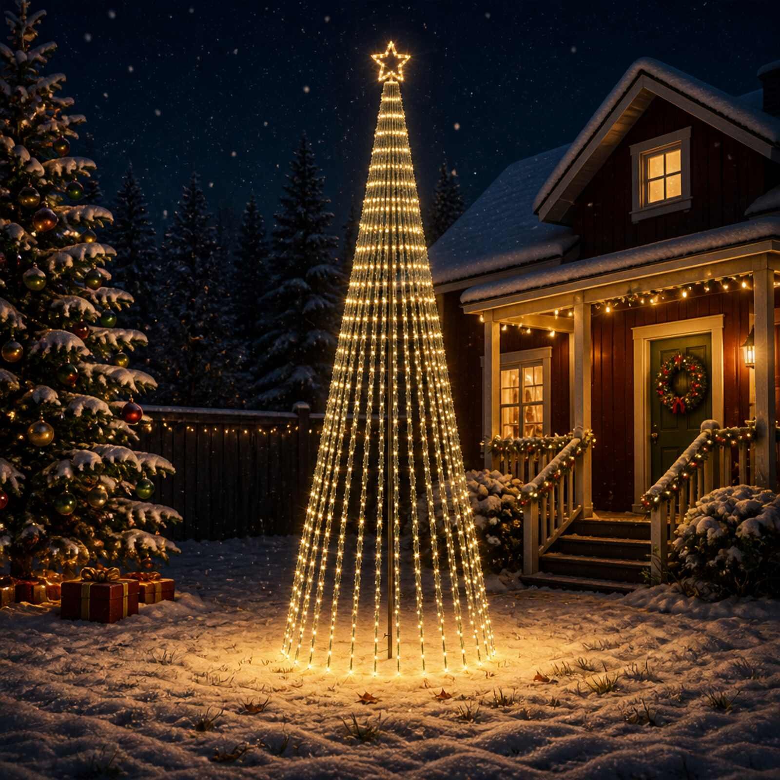 vidaXL LED Коледна Елха 400 см 1028 LED светодиода Топло бяло Стомана
