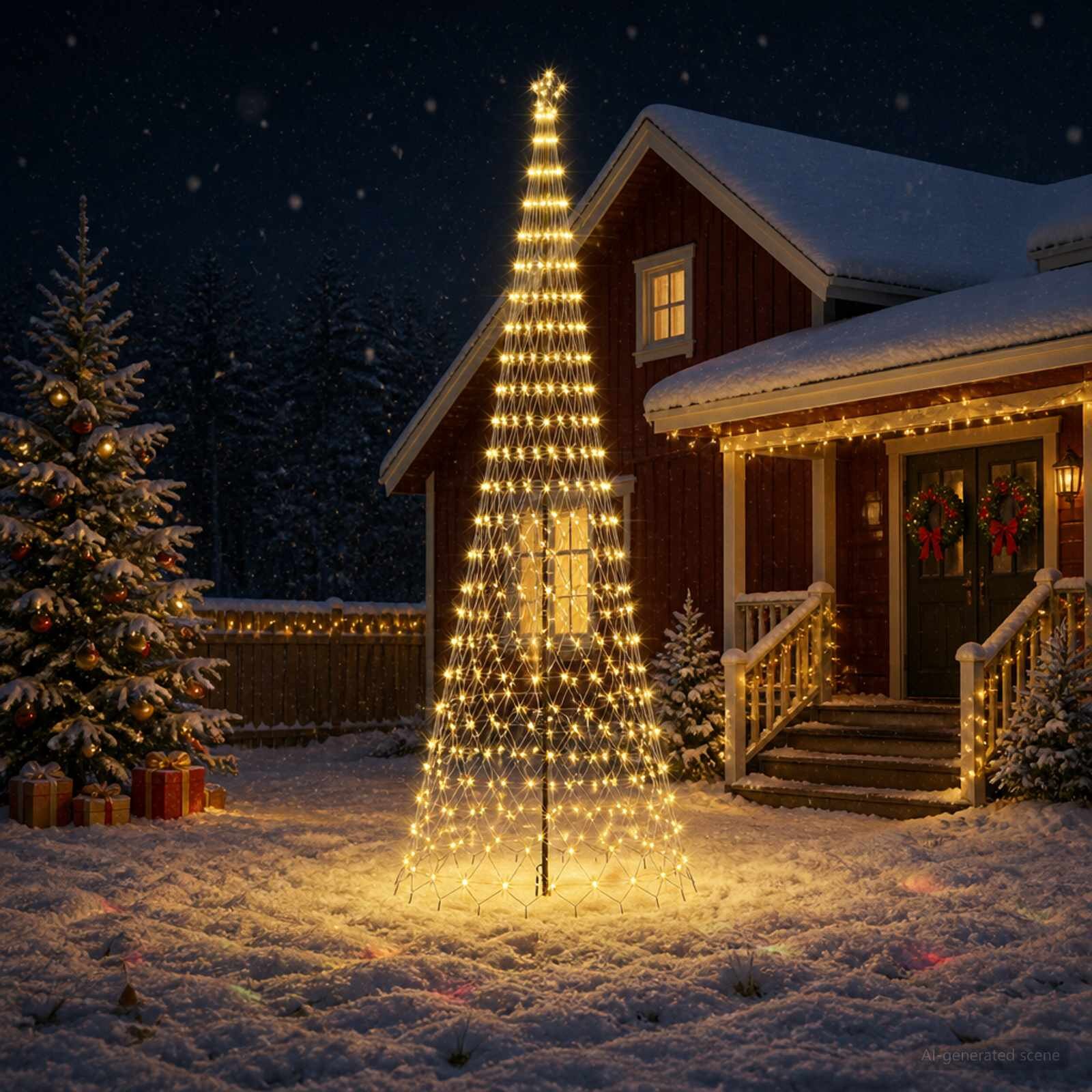 vidaXL LED Коледна Елха 500 см 550 LED светодиода Топло бяло Желязо