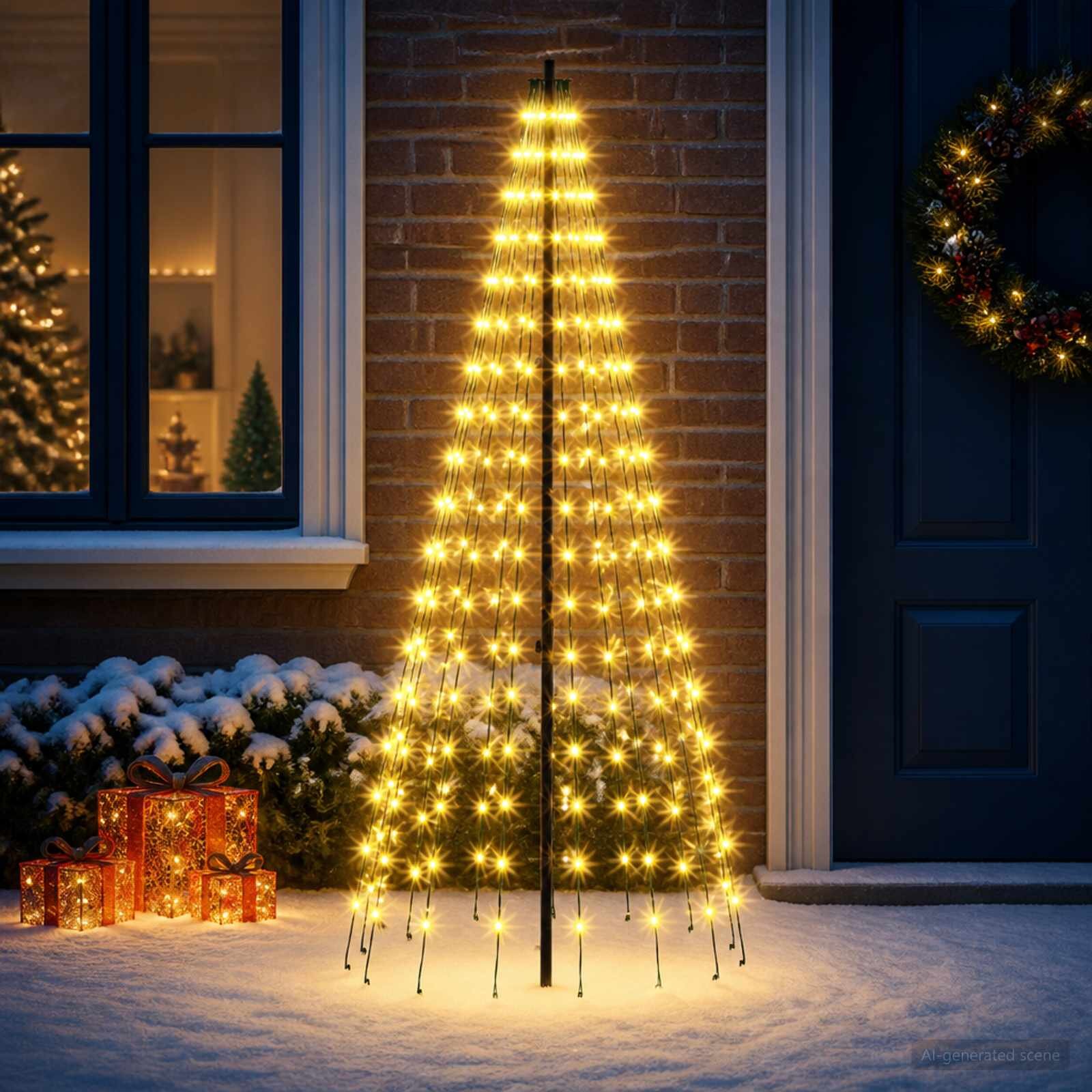 vidaXL LED Коледна Елха EKENAS 165 см 270 LED светодиода Топло бяло