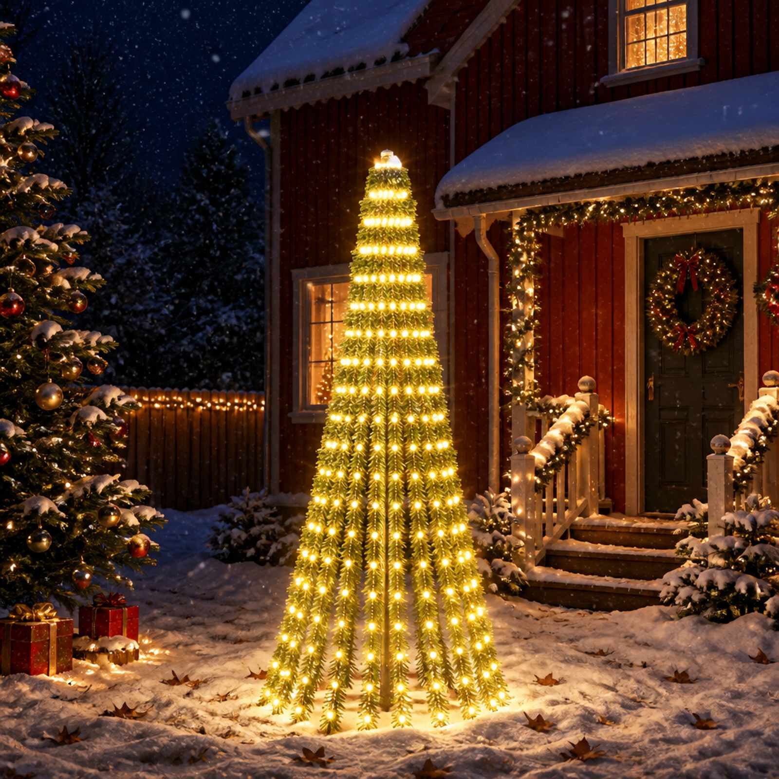 vidaXL LED Коледна Елха EKENAS 220 см 460 LED светодиода Топло бяло