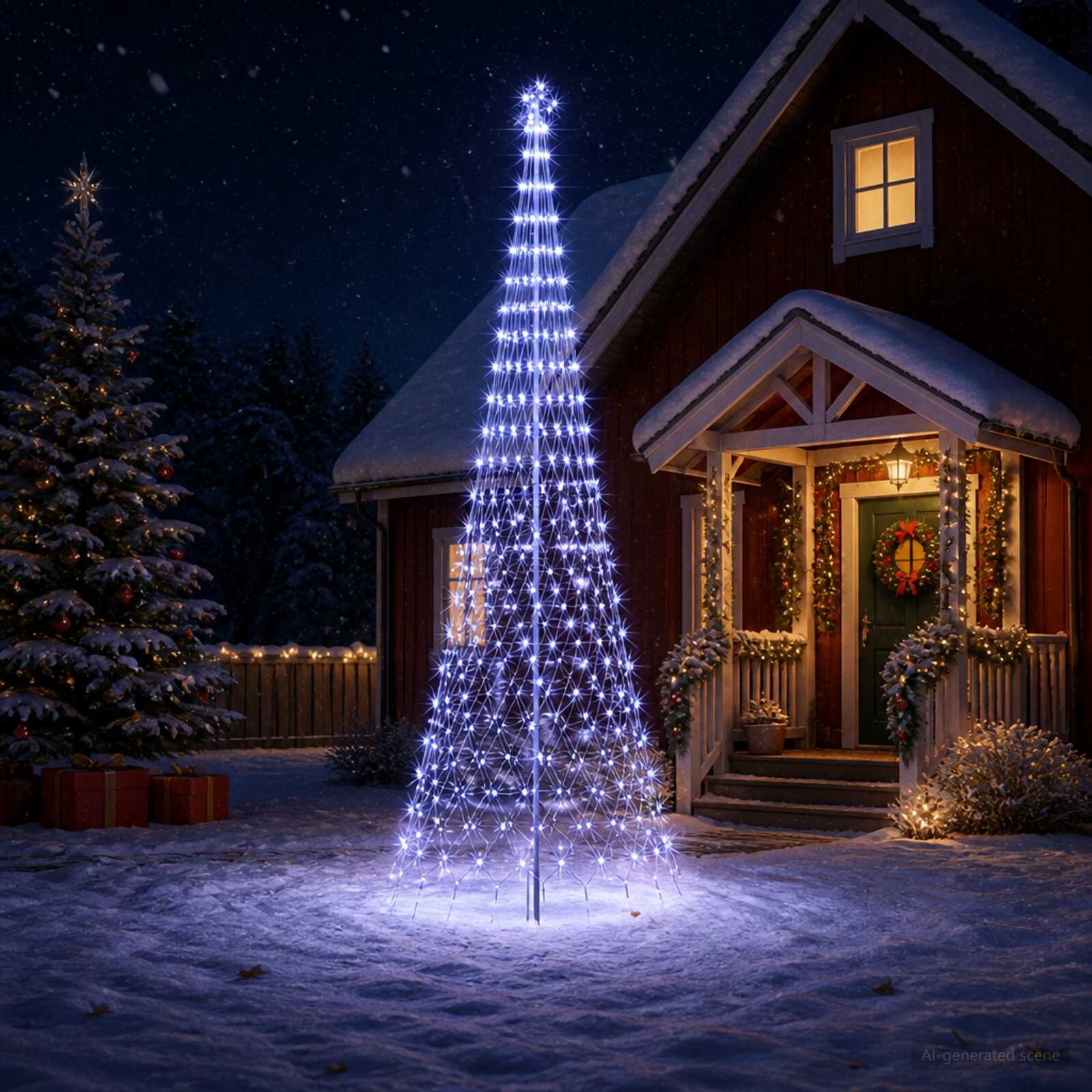 vidaXL LED Коледна Елха EKENAS 400 см 450 LED светодиода Синьо Желязо