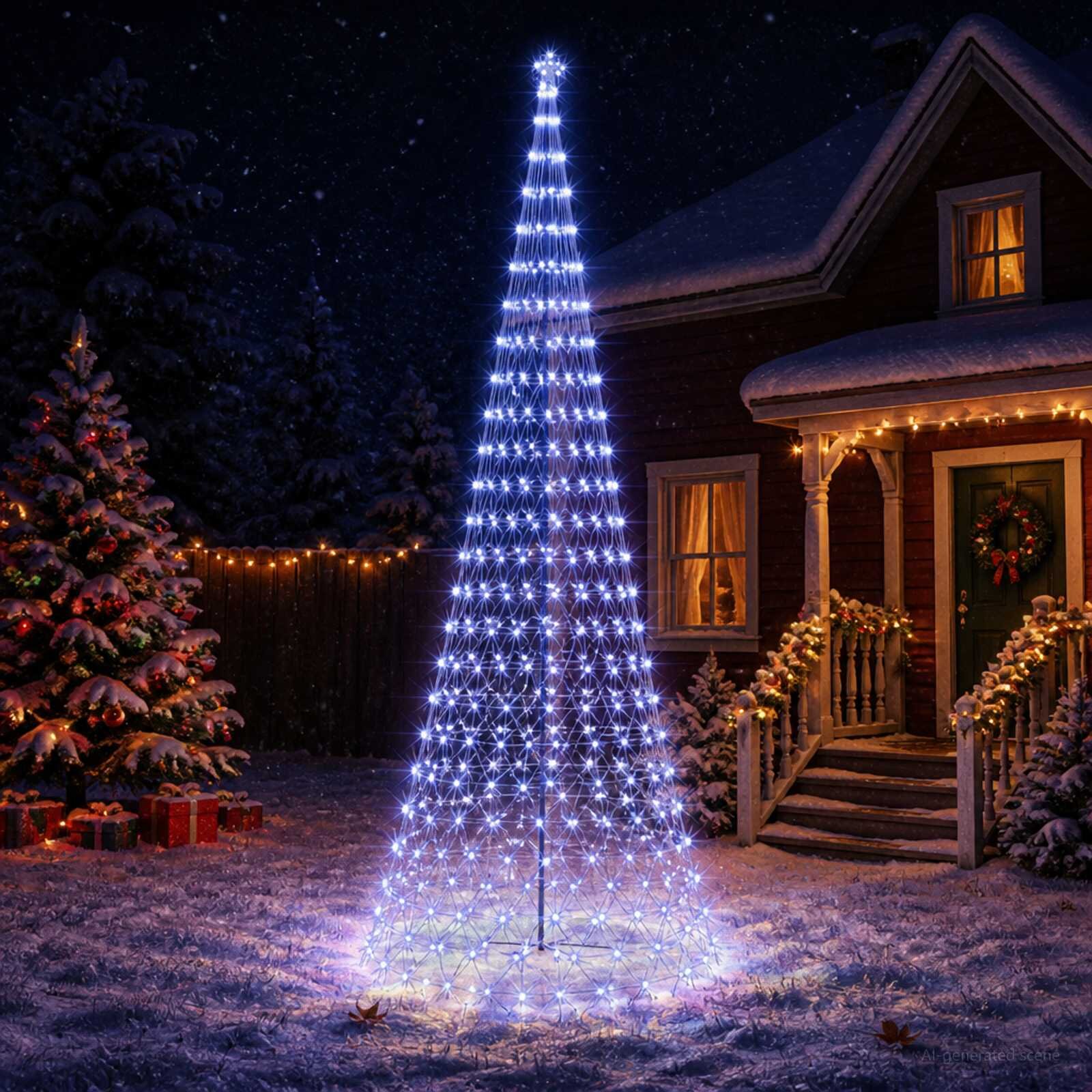 vidaXL LED Коледна Елха EKENAS 500 см 550 LED светодиода Синьо Желязо