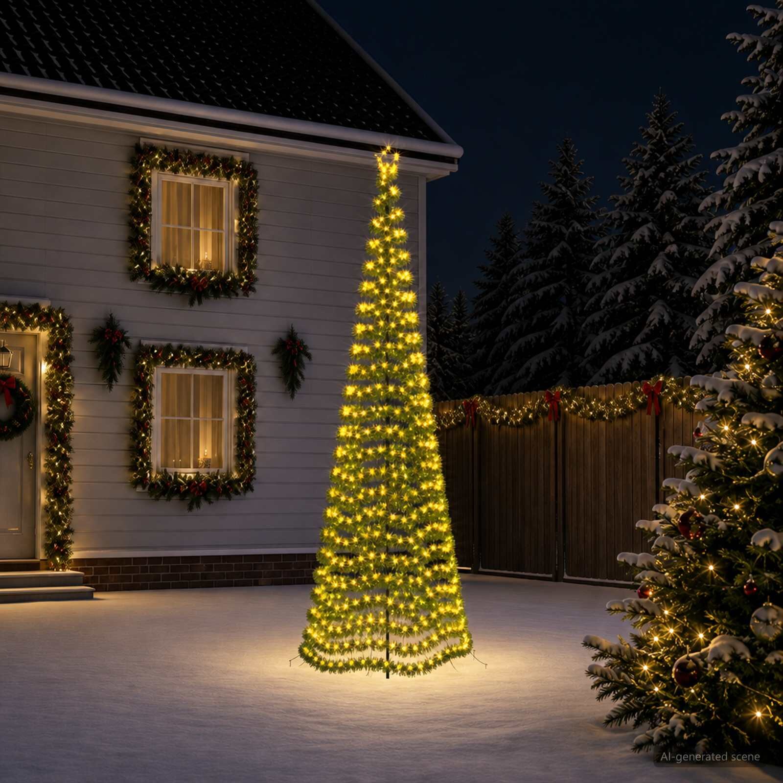 vidaXL LED коледна елха с гирлянди и шиш EKENAS 400 см