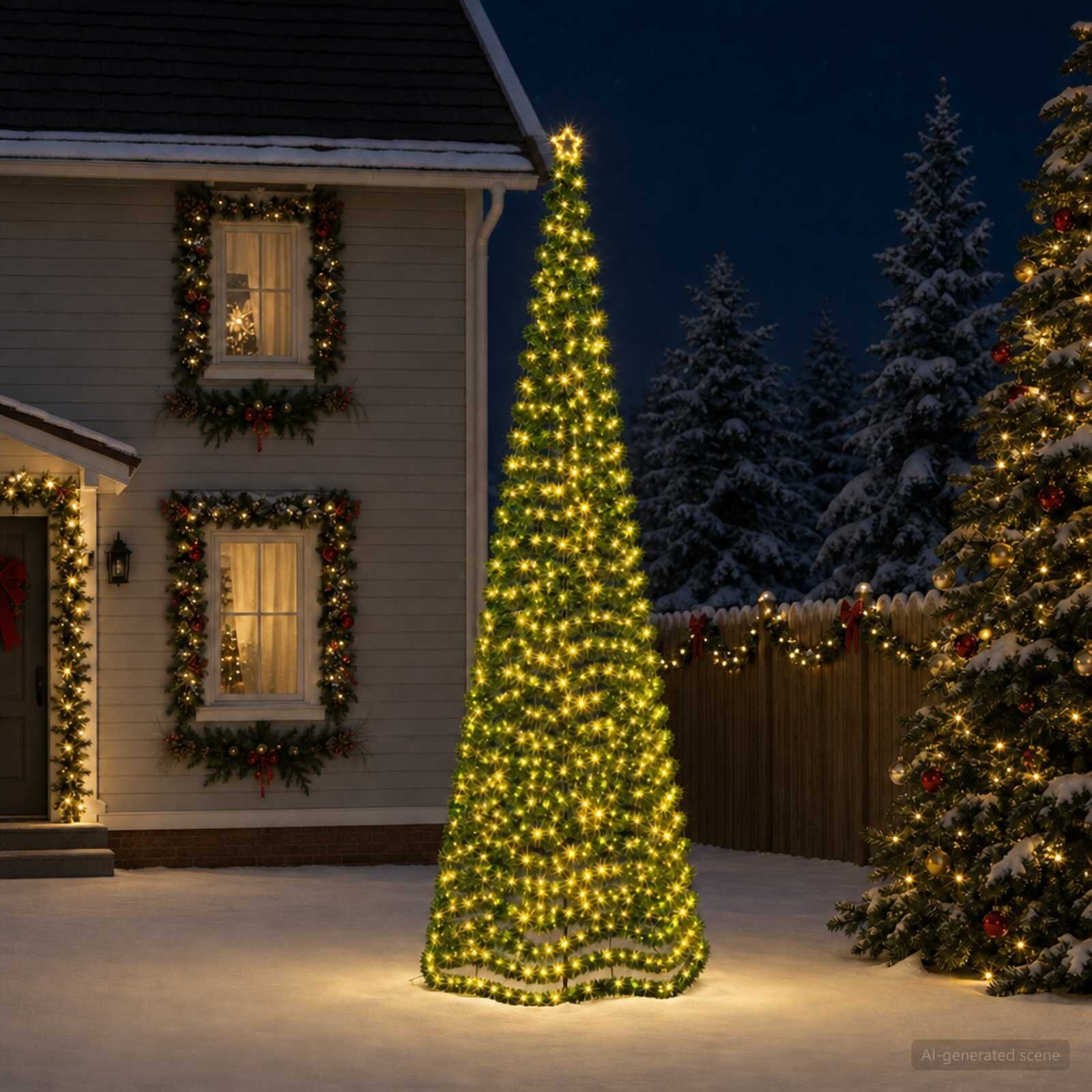 vidaXL LED коледна елха с гирлянди и шиш EKENAS 500 см