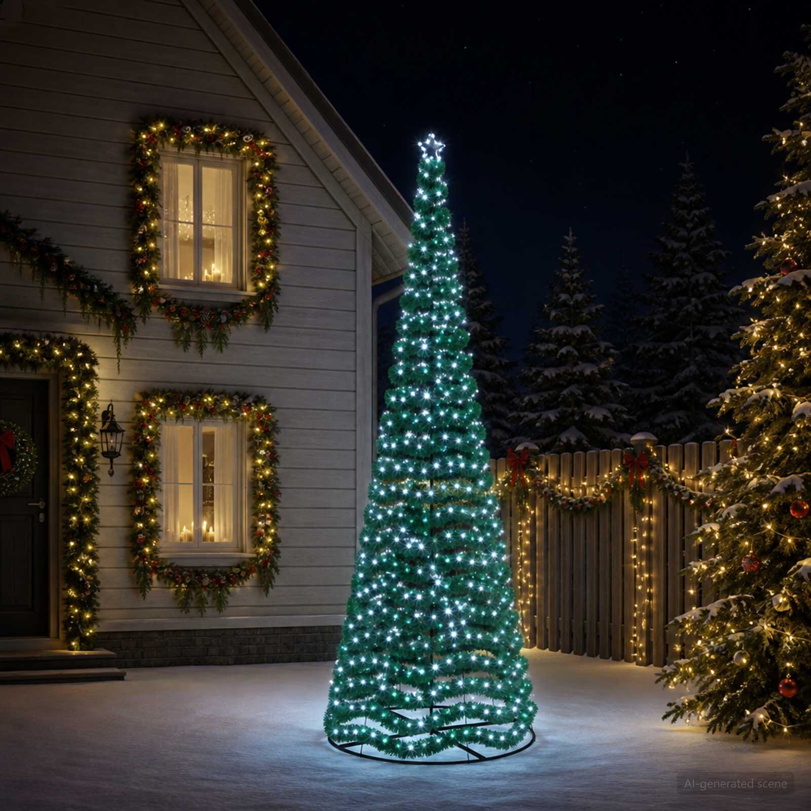vidaXL LED коледна елха с ламе и основа EKENAS 400 см