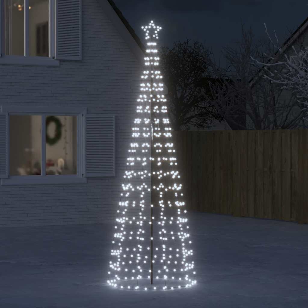 vidaXL LED коледна елха с шипове 570 LED студено бяло 300 см