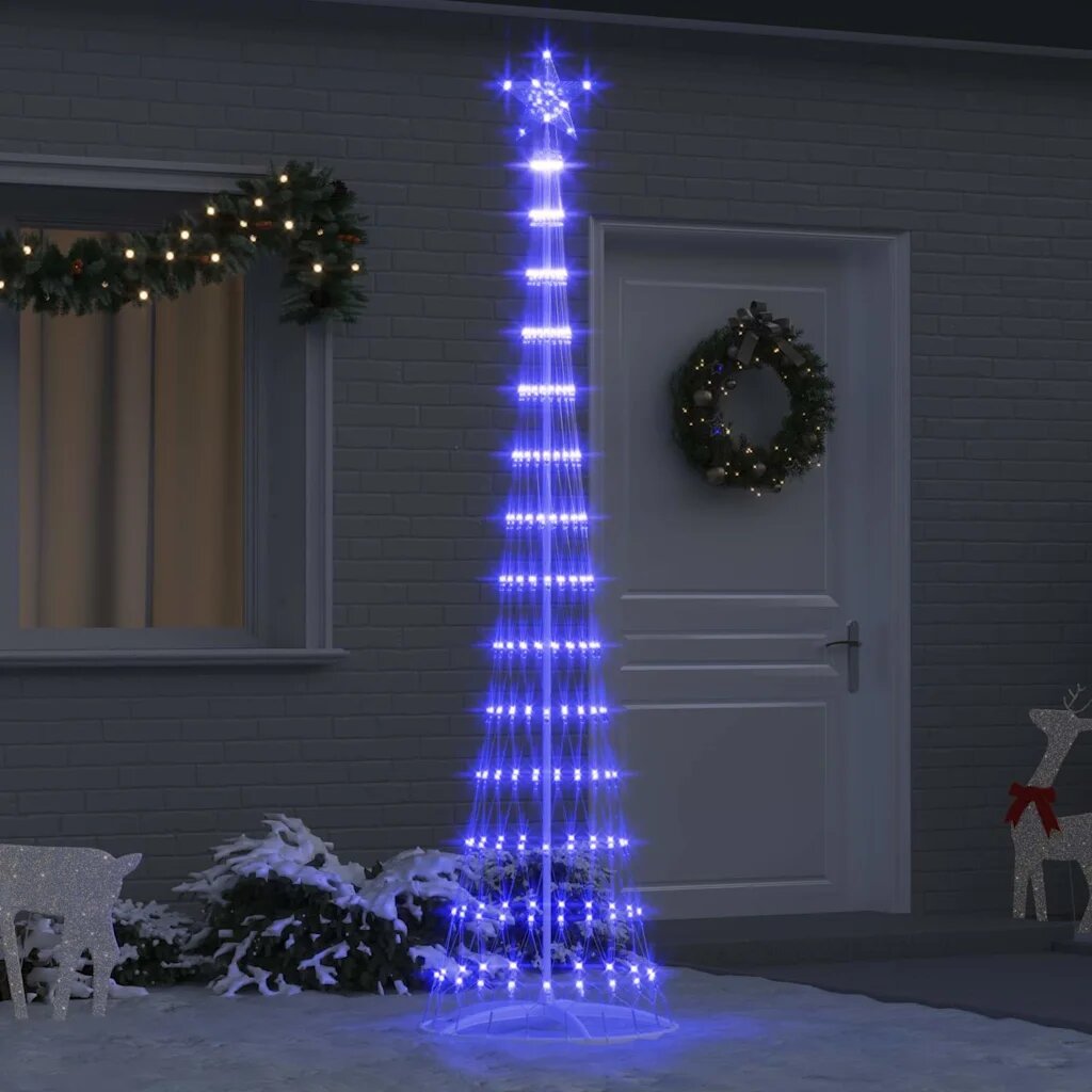 vidaXL LED Коледна Елха Синьо 250 cm Метал