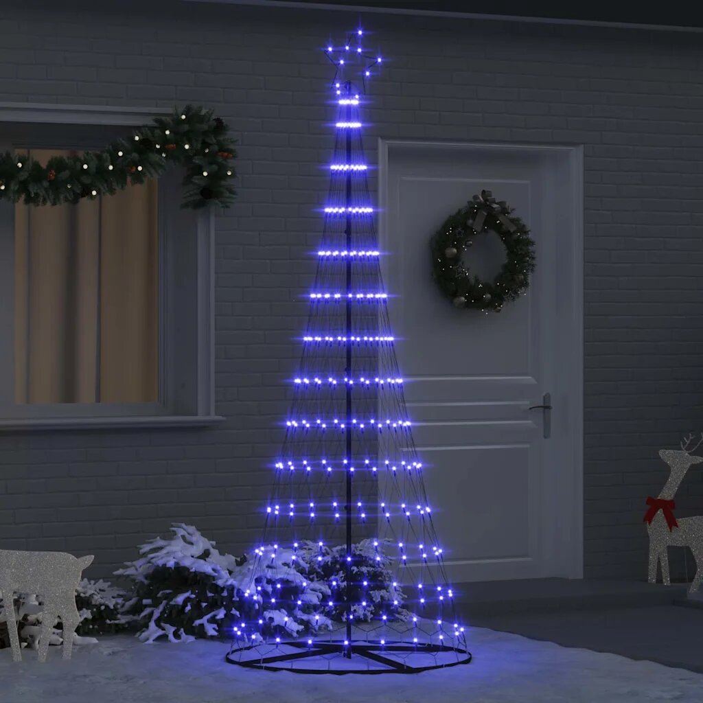 vidaXL LED Коледна Елха Синьо 250 cm Метал