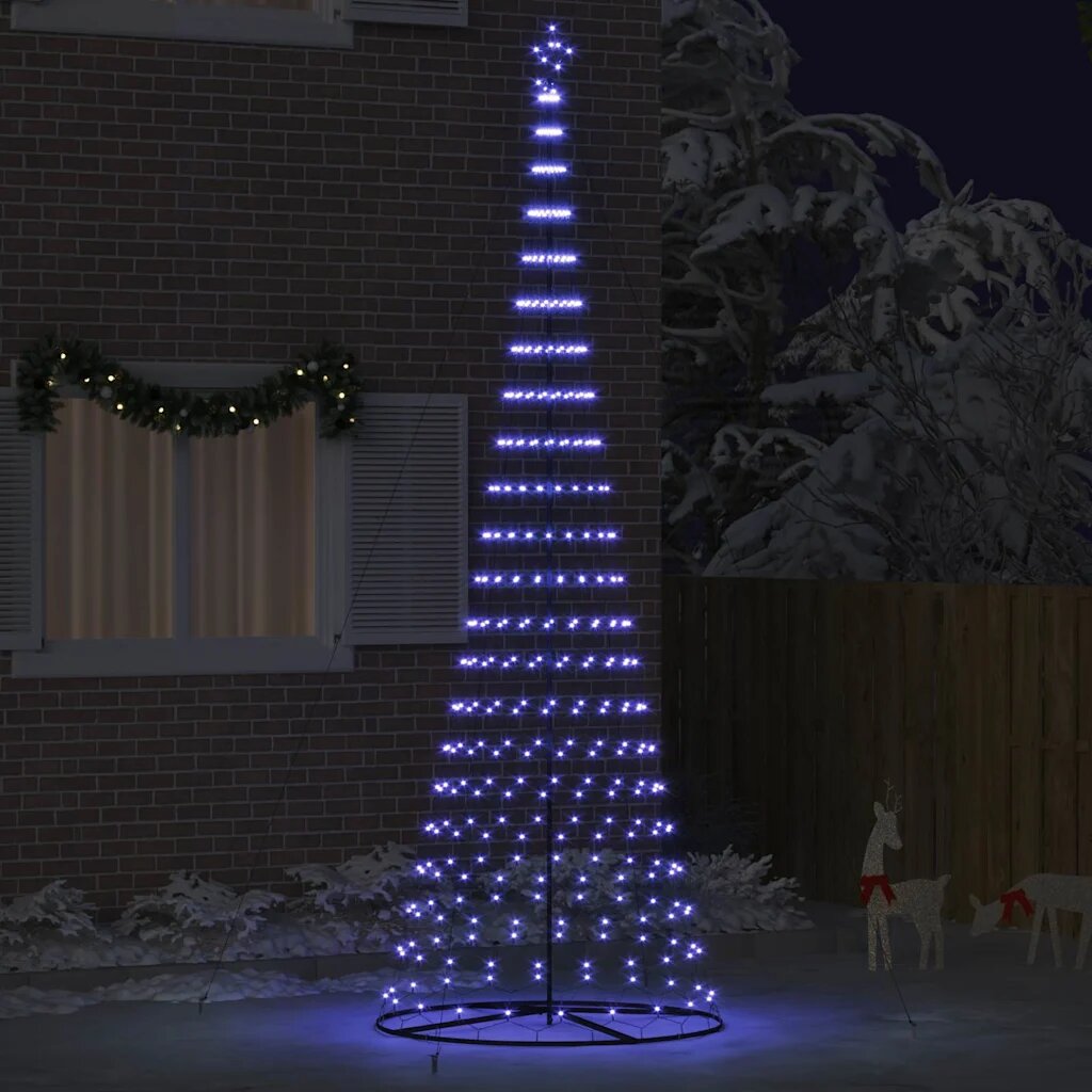 vidaXL LED Коледна Елха Синьо 400 cm Метал