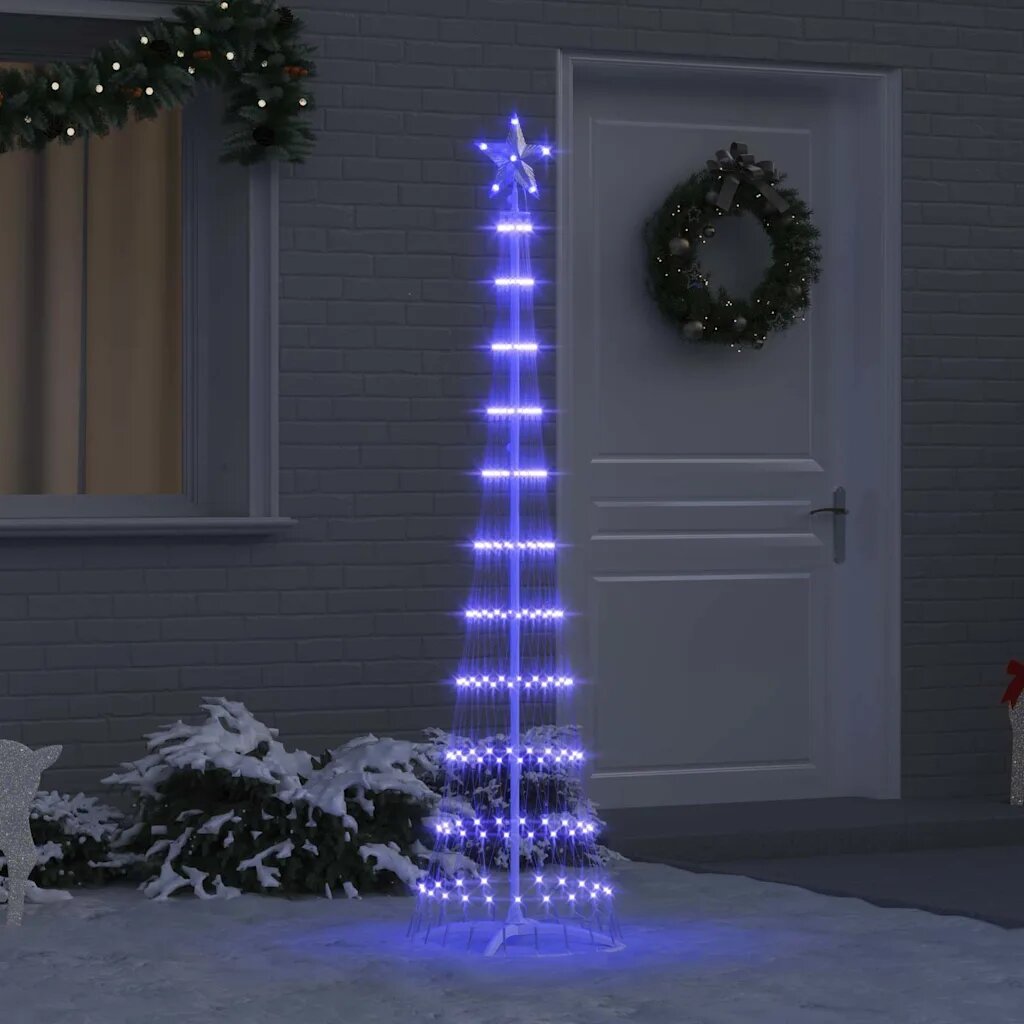 vidaXL LED Коледна Елха Синьо 51 х 51 х 190 см Метал