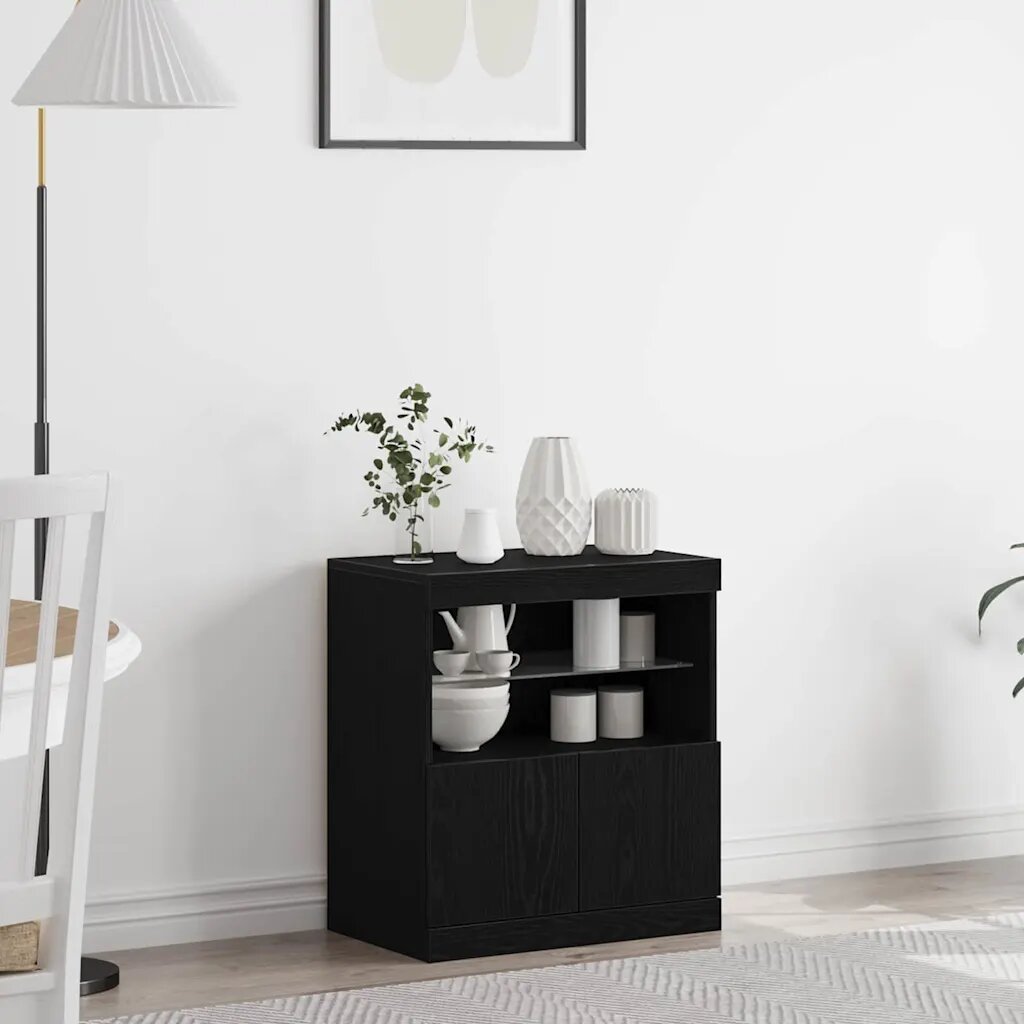 vidaXL LED конзолна маса Черно 605 x 37 x 67 см Инженерна дървесина