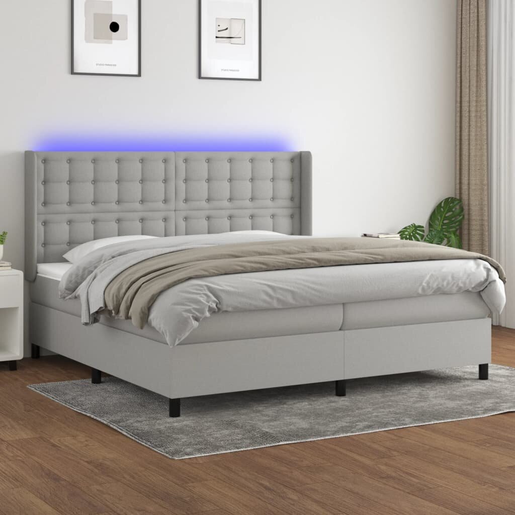 vidaXL LED кутия за пружини с легло с таблото текстил