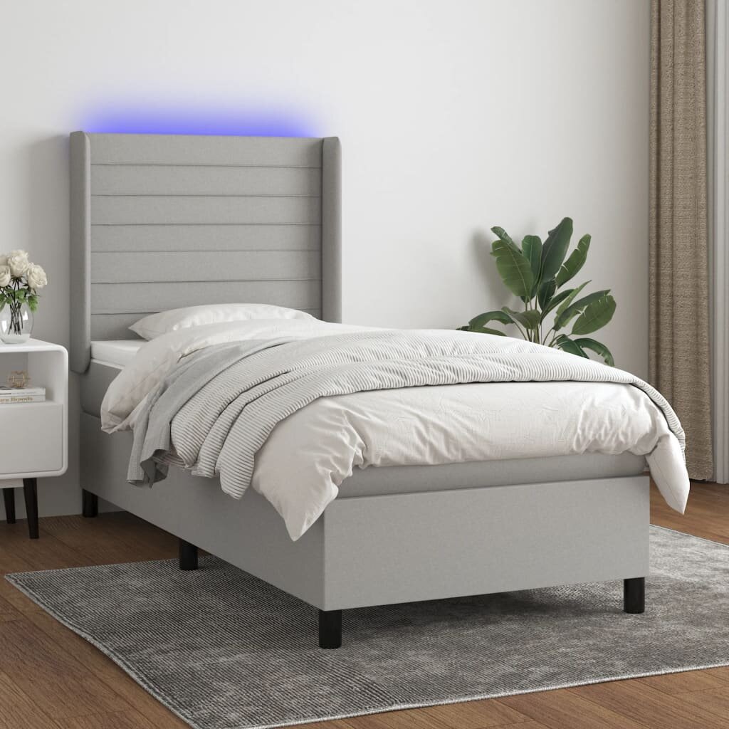 vidaXL LED кутия за пружини с легло с таблото текстил