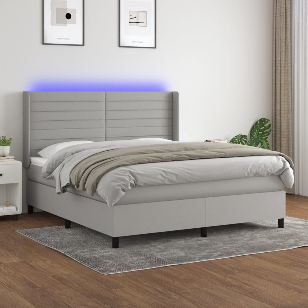 vidaXL LED кутия за пружини с легло с таблото текстил