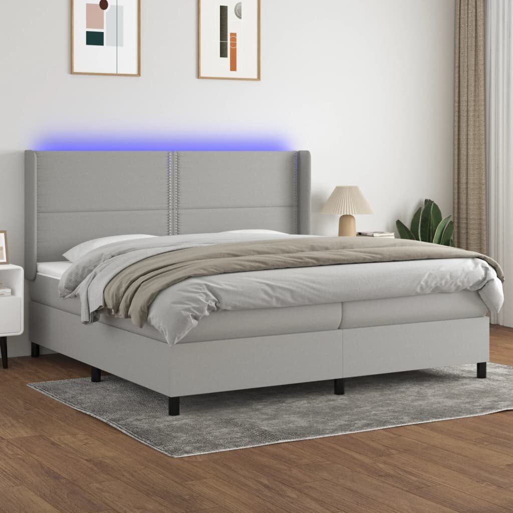vidaXL LED кутия за пружини с легло с таблото текстил
