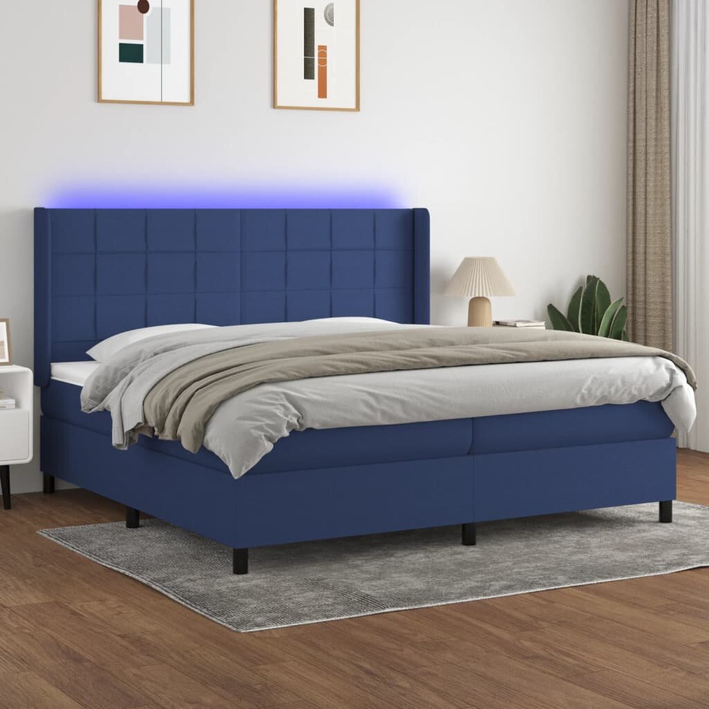 vidaXL LED кутия за пружини с легло с таблото текстил