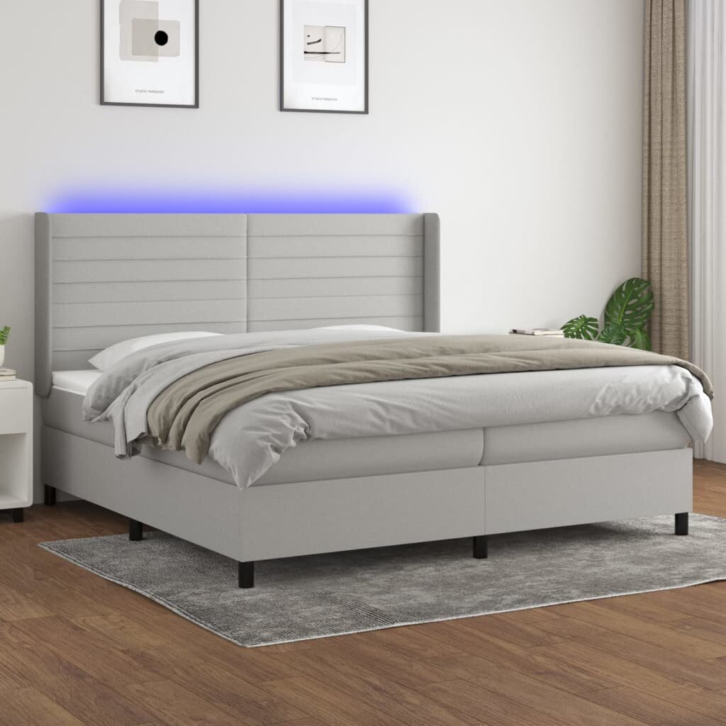 vidaXL LED кутия за пружини с легло с таблото текстил
