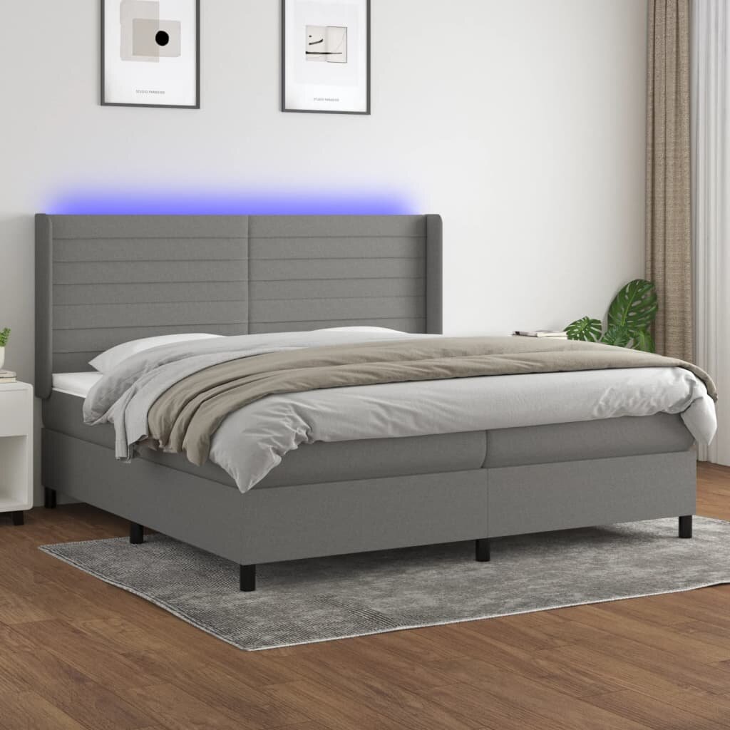 vidaXL LED кутия за пружини с легло с таблото текстил