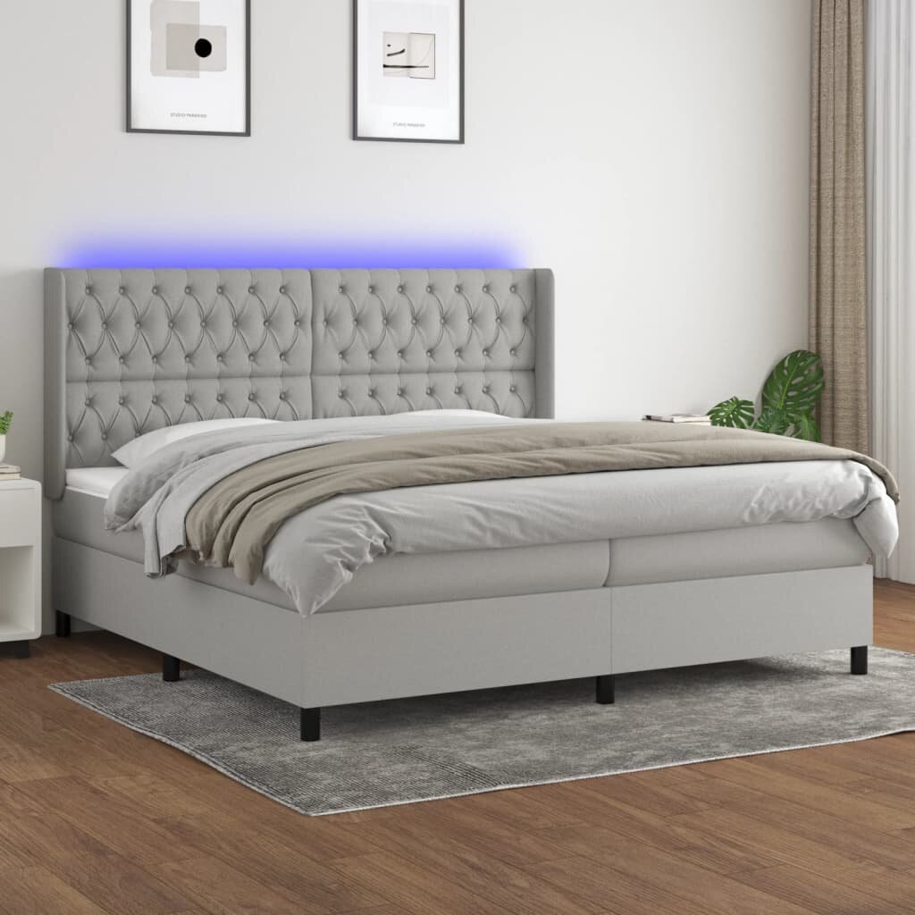 vidaXL LED кутия за пружини с легло с таблото текстил