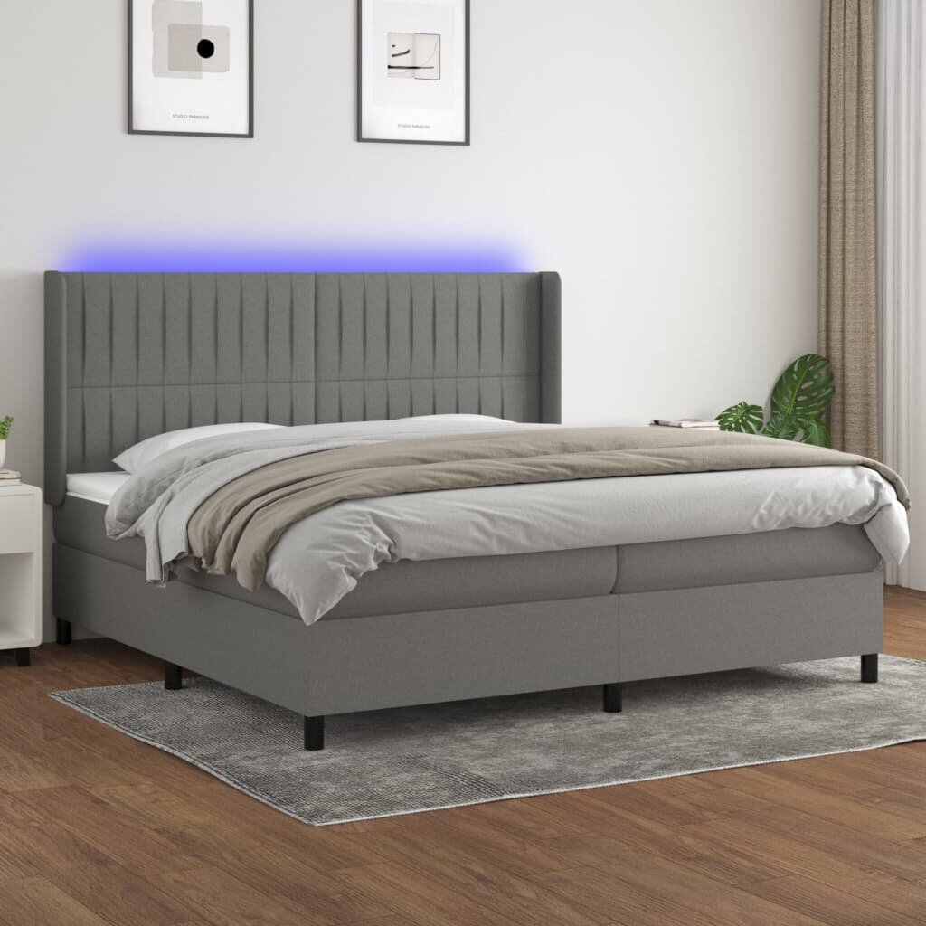 vidaXL LED кутия за пружини с легло с таблото текстил