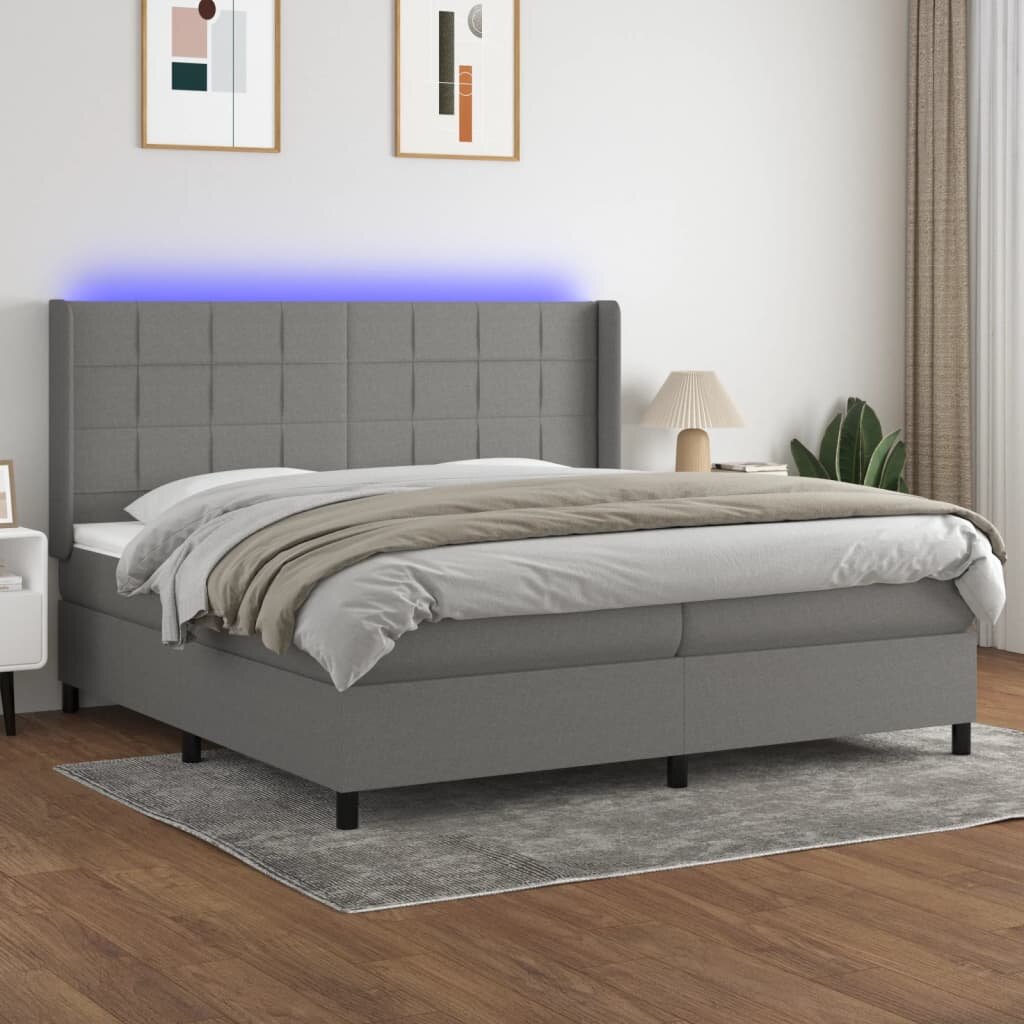 vidaXL LED кутия за пружини с легло с таблото текстил
